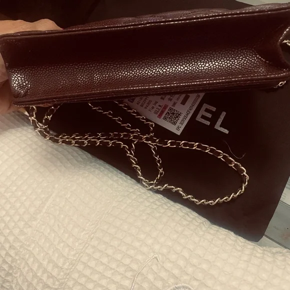 🔥🔥 Chanel Merlot wine Quilted Crossbody Bag Wallet on chain Vegan leather - Picture 6 of 7